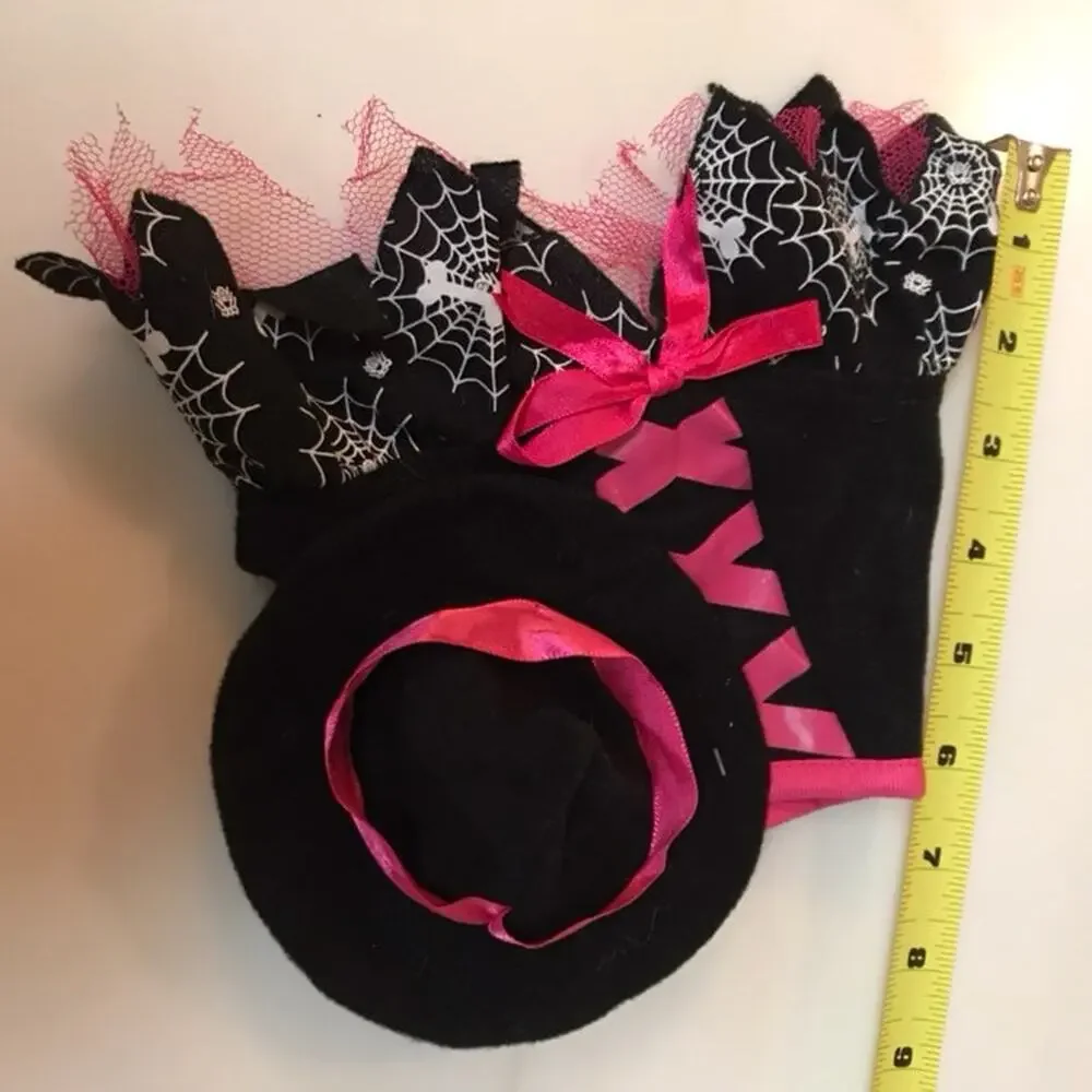 Spooky Diva Witch Halloween Pet Dog Costume Dress Set 🧙‍♀️🧹✨